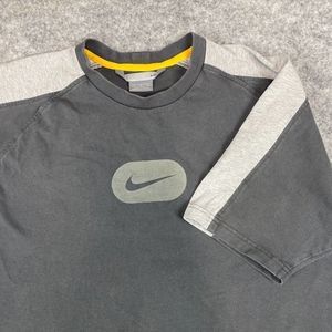 Nike Mens T Shirt Medium Pullover Grey Center Swoosh 100% Cotton